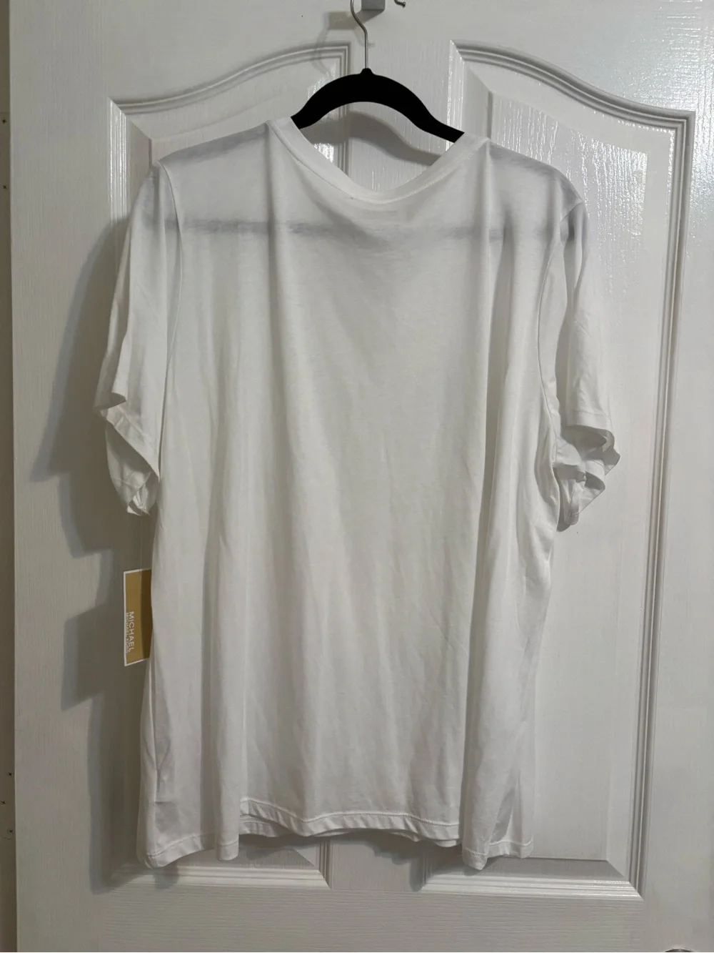 Michael Kors White Tee with Metallic Gold MK Logo